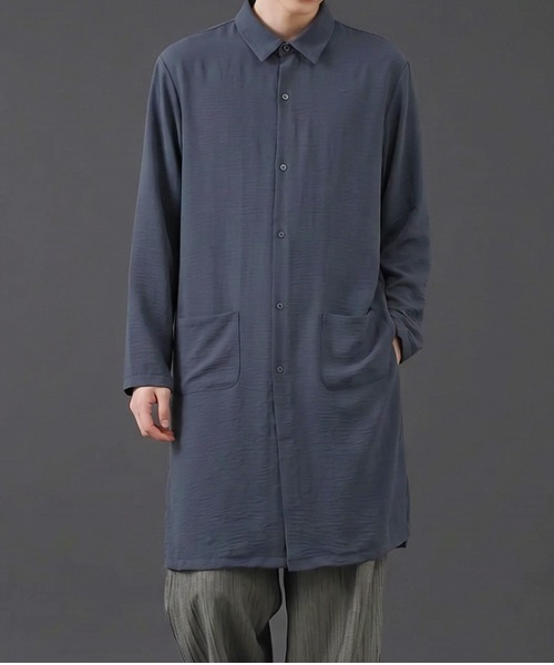 revertical（リバーティカル）の「ロングシャツコート オーバーサイズ ライトアウター（シャツ/ブラウス・メンズ・ベージュ/ブルーグレー/チャコール・LARGE/MEDIUM/SMALL）」の9枚目の写真