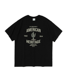 (ビッグサイズ) ヘリテージカクタスグラフィック半袖Tシャツ (ブラック)