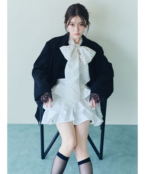 SNIDEL（スナイデル）の「フリルミニスカショーパン（その他パンツ・レディース・インディゴブルー/ブラック/ホワイト・0/1）」の6枚目の写真