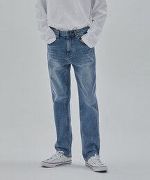 デニムストレートデストロイドパンツインディゴ