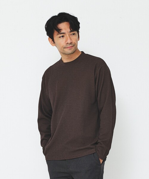 ABAHOUSE GRAY(アバハウスグレイ)の「【アンサンブル対応】ピケパイル プルオーバー(Tシャツ/カットソー・メンズ・ネイビー/ブラウン/ホワイト/チャコールグレー・46/48)」の3枚目の写真