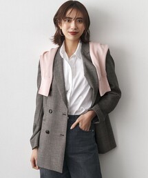 BALLIクラシックウールクロス チェック柄 ダブルジャケット