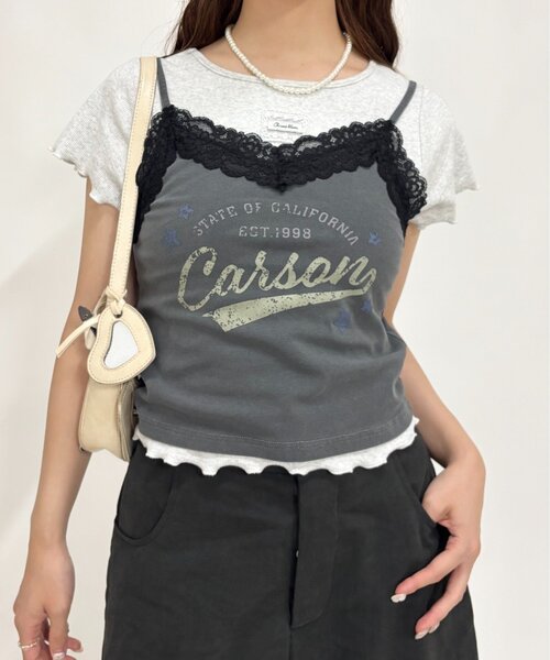 w closet(ダブルクローゼット)の「ロゴレースキャミソール(Tシャツ/カットソー・レディース・グレー/レッド/アイボリー・FREE)」の10枚目の写真