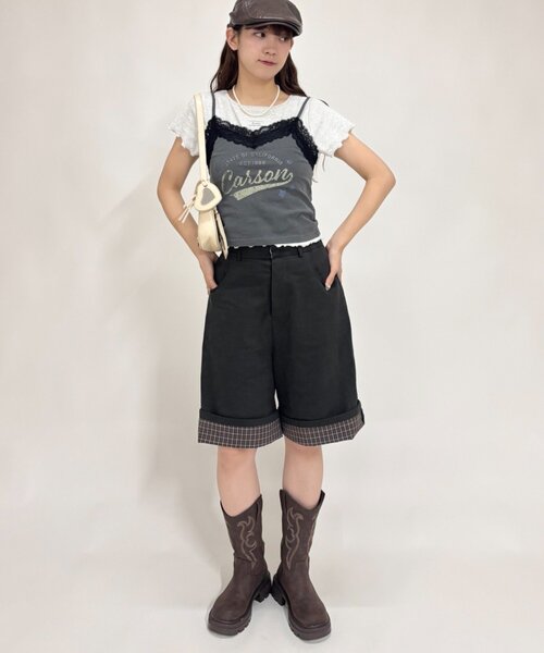 w closet(ダブルクローゼット)の「ロゴレースキャミソール(Tシャツ/カットソー・レディース・グレー/レッド/アイボリー・FREE)」の13枚目の写真