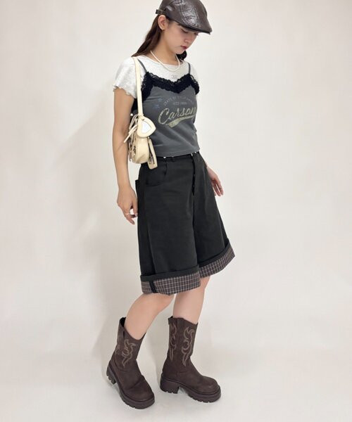 w closet(ダブルクローゼット)の「ロゴレースキャミソール(Tシャツ/カットソー・レディース・グレー/レッド/アイボリー・FREE)」の14枚目の写真