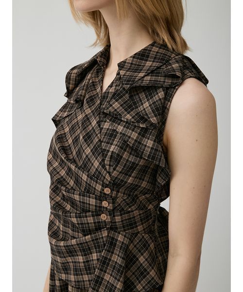 LILY BROWN(リリーブラウン)の「ラッフルフリルペプラムシャツワンピース(ワンピース・レディース・ブラウン/グリーン/ホワイト・0/1)」の10枚目の写真