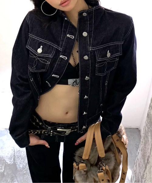 SHEENA(シーナ)の「【秋冬新作】スタンドカラーステッチデザインデニムジャケット(デニムジャケット・レディース・インディゴブルー・M)」の13枚目の写真