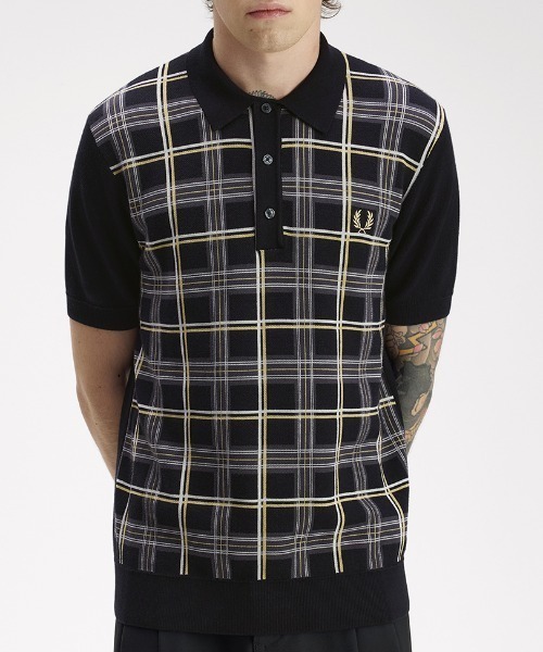 FRED PERRY タータンチェック ニットポロシャツ Tartan Knitted Shirt／タータンチェックニットシャツ（ポロシャツ