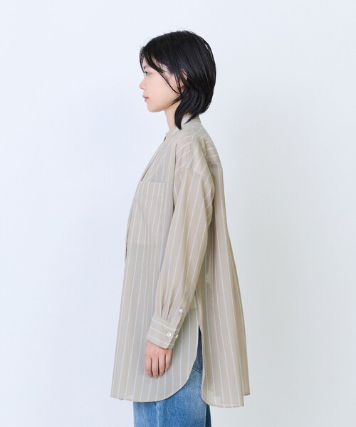 LOISIR(ロワズィール)の「エステルコットンストライプチュニックブラウス(チュニック・レディース・ベージュ系その他・FREE)」の8枚目の写真