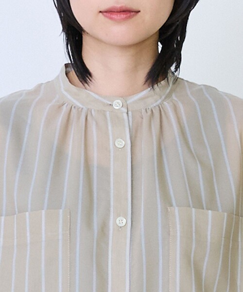 LOISIR(ロワズィール)の「エステルコットンストライプチュニックブラウス(チュニック・レディース・ベージュ系その他・FREE)」の6枚目の写真