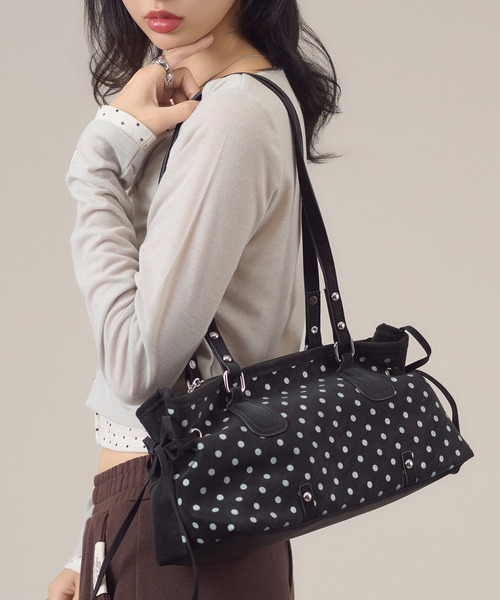 apres jour mignon(アプレジュールミニョン)の「【apresjour mignon×ARIAZ】ドット柄ハンドバッグ(ハンドバッグ・レディース・ブラック/ピンク/イエロー/アイボリー/ブルー・ONESIZE)」の10枚目の写真