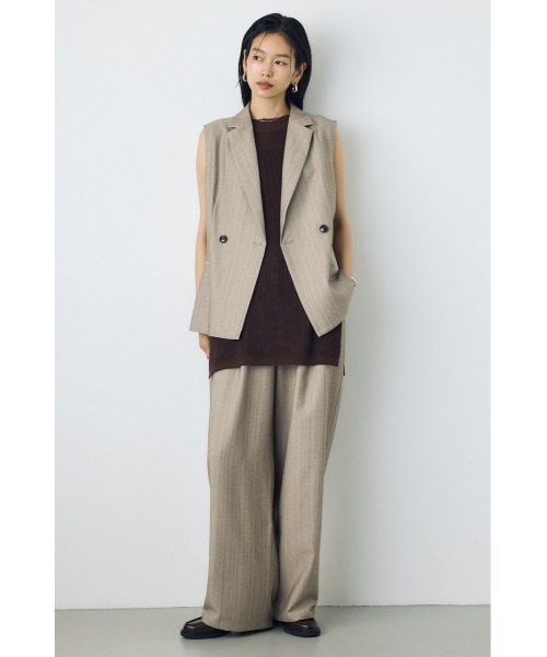 AZUL by moussy(アズールバイマウジー)の「【セットアップ対応】ストライプテーラードジレ 秋服 夏服 ベスト マニッシュ 羽織り(ベスト・レディース・グレー系その他/ベージュ系その他・FREE)」の7枚目の写真