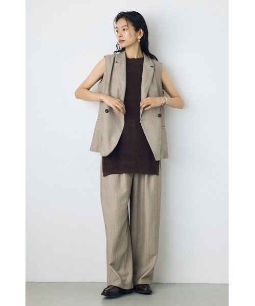 AZUL by moussy(アズールバイマウジー)の「【セットアップ対応】ストライプテーラードジレ 秋服 夏服 ベスト マニッシュ 羽織り(ベスト・レディース・グレー系その他/ベージュ系その他・FREE)」の8枚目の写真