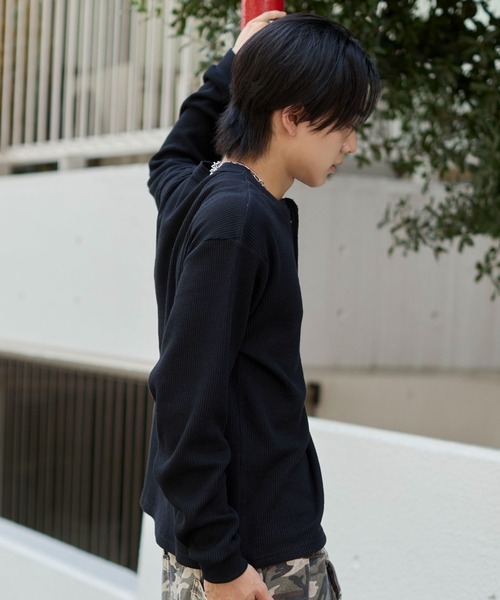 WEGO(ウィゴー)の「WEGO/【26年秋冬新作】ワッフルヘンリーネックT(Tシャツ/カットソー・メンズ・グリーン系その他/ブラック系その他/ホワイト/ブラック・MEDIUM/LARGE)」の16枚目の写真