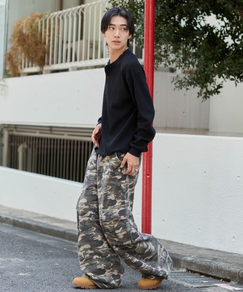WEGO(ウィゴー)の「WEGO/【26年秋冬新作】ワッフルヘンリーネックT(Tシャツ/カットソー・メンズ・グリーン系その他/ブラック系その他/ホワイト/ブラック・MEDIUM/LARGE)」の17枚目の写真