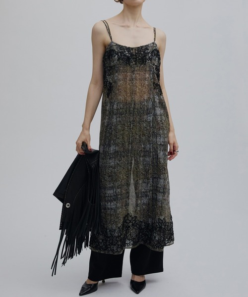 Ameri(�A����)��VINTAGE CHECK EMBROIDERY LONG CAMISOLE(�L���~�\�[��)