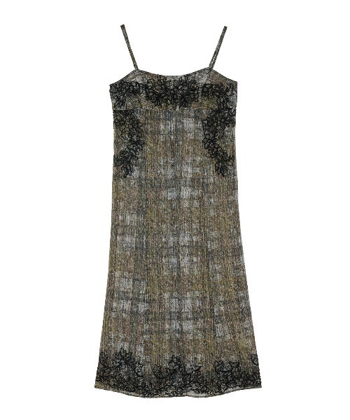 Ameri（アメリ）の「VINTAGE CHECK EMBROIDERY LONG CAMISOLE（キャミソール・レディース・ベージュ/ブラウン・SMALL/MEDIUM）」の14枚目の写真