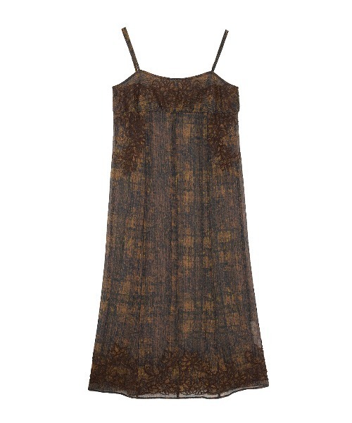 Ameri（アメリ）の「VINTAGE CHECK EMBROIDERY LONG CAMISOLE（キャミソール・レディース・ベージュ/ブラウン・SMALL/MEDIUM）」の13枚目の写真