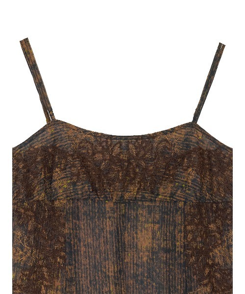 Ameri（アメリ）の「VINTAGE CHECK EMBROIDERY LONG CAMISOLE（キャミソール・レディース・ベージュ/ブラウン・SMALL/MEDIUM）」の15枚目の写真