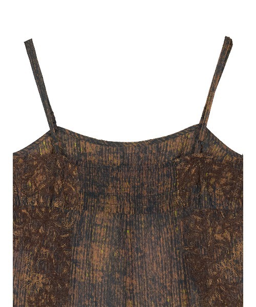 Ameri（アメリ）の「VINTAGE CHECK EMBROIDERY LONG CAMISOLE（キャミソール・レディース・ベージュ/ブラウン・SMALL/MEDIUM）」の7枚目の写真