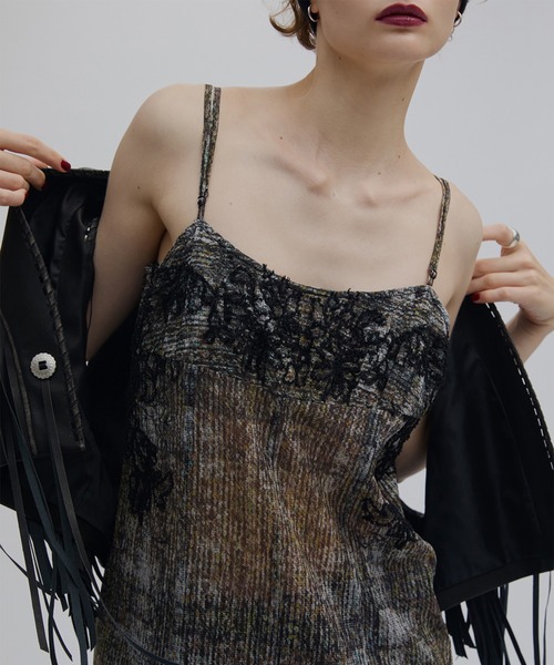 Ameri（アメリ）の「VINTAGE CHECK EMBROIDERY LONG CAMISOLE（キャミソール・レディース・ベージュ/ブラウン・SMALL/MEDIUM）」の16枚目の写真