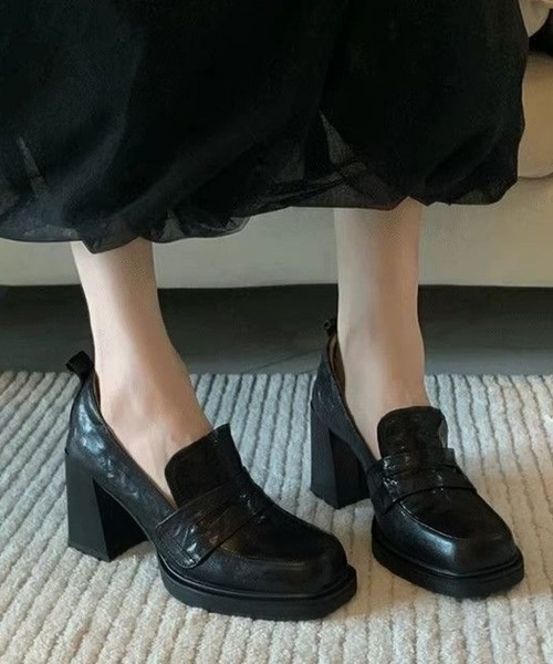 Miniministore(ミニミニストア)の「スクエアトゥローファー 太ヒールパンプス(ローファー・レディース・ブラック/ブラウン・22.5cm/23.0cm/23.5cm/24.0cm/24.5cm)」の7枚目の写真