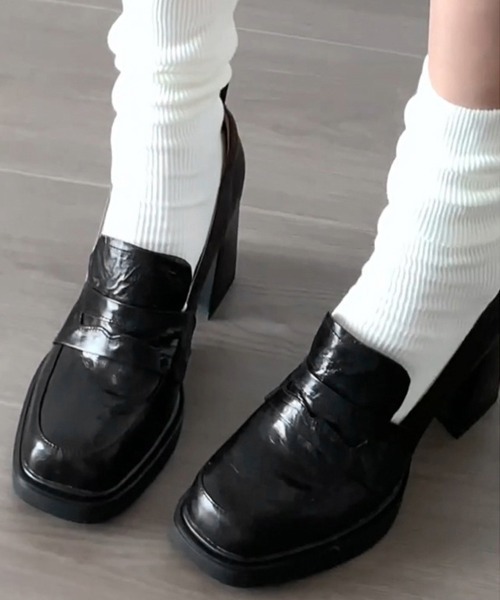 Miniministore(ミニミニストア)の「スクエアトゥローファー 太ヒールパンプス(ローファー・レディース・ブラック/ブラウン・22.5cm/23.0cm/23.5cm/24.0cm/24.5cm)」の20枚目の写真