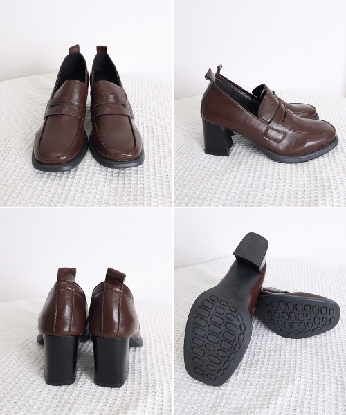 Miniministore(ミニミニストア)の「スクエアトゥローファー 太ヒールパンプス(ローファー・レディース・ブラック/ブラウン・22.5cm/23.0cm/23.5cm/24.0cm/24.5cm)」の5枚目の写真