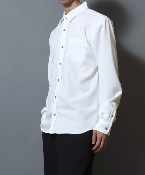 ANPAS(アンパス)の「Japanese-Made Tropical Washer Long-Sleeve Shirt / 国産 トロワッシャー長袖シャツ メンズ レギュラーカラー 日本製(シャツ/ブラウス・メンズ・ホワイト/ブラウン/チャコール・M/L)」の7枚目の写真