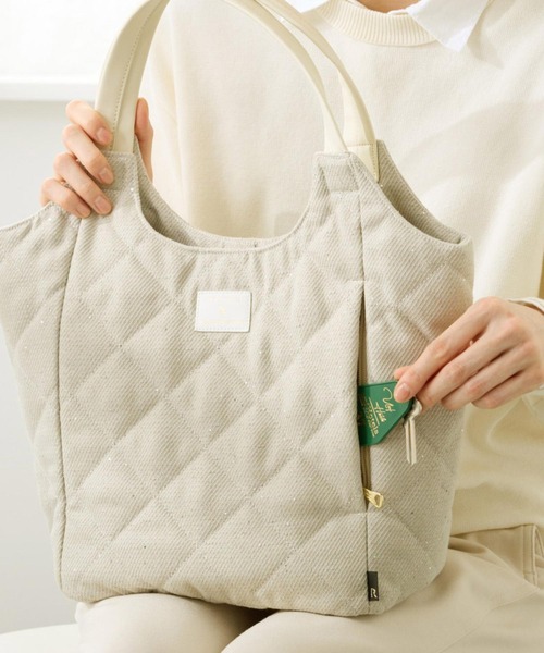 ROOTOTE(ルートート)の「ルートート / ツイード キルティング トートバッグ 仕切り 自立 肩掛け 上品 LT.ラウンド.パルーティ.キルト-F(トートバッグ・レディース・ベージュ/アイボリー/ブラック・FREE)」の13枚目の写真