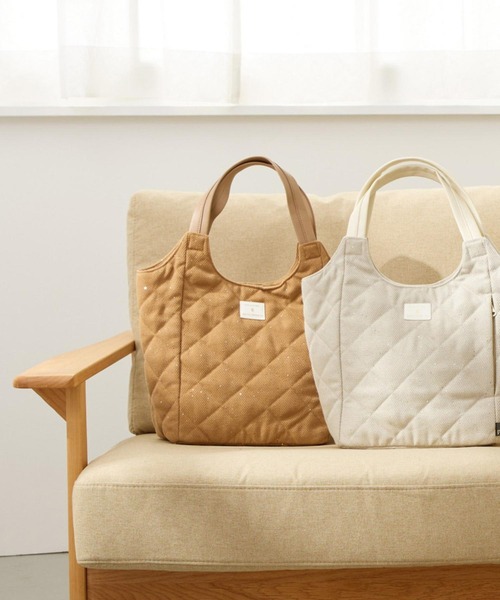 ROOTOTE(ルートート)の「ルートート / ツイード キルティング トートバッグ 仕切り 自立 肩掛け 上品 LT.ラウンド.パルーティ.キルト-F(トートバッグ・レディース・ベージュ/アイボリー/ブラック・FREE)」の21枚目の写真