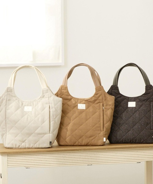 ROOTOTE(ルートート)の「ルートート / ツイード キルティング トートバッグ 仕切り 自立 肩掛け 上品 LT.ラウンド.パルーティ.キルト-F(トートバッグ・レディース・ベージュ/アイボリー/ブラック・FREE)」の22枚目の写真