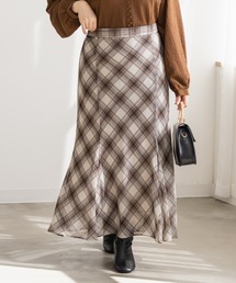 チェック柄シフォンスカート