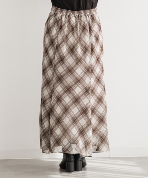 CLETTE(クレット)の「チェック柄シフォンスカート(スカート・レディース・ベージュ/ネイビー・LL/3L/4L)」の14枚目の写真
