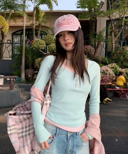 LAMPOON(ランプーン)の「レイヤードヘンリーカットソー(Tシャツ/カットソー・レディース・ミント・SMALL/MEDIUM)」の9枚目の写真
