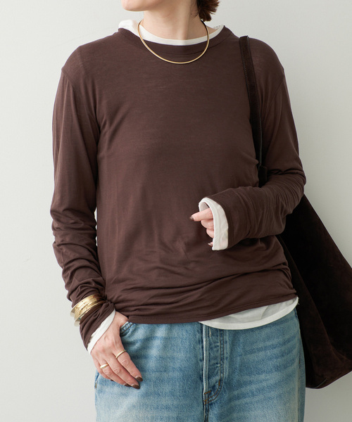Deuxieme Classe(ドゥーズィエムクラス)の「Bet Tシャツ(Tシャツ/カットソー・レディース・ホワイト/ブラウン・FREE)」の2枚目の写真