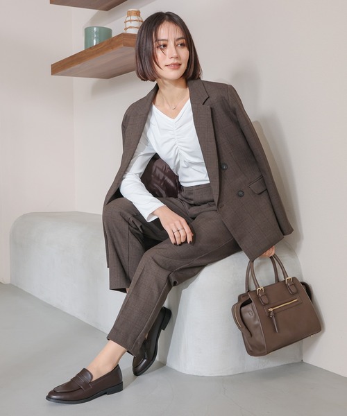 GLACIER lusso(グラシアルッソ)の「フロントギャザートップス(Tシャツ/カットソー・レディース・アイボリー/モカ/ブルーグリーン/ブラック・L/LL/M/S)」の10枚目の写真