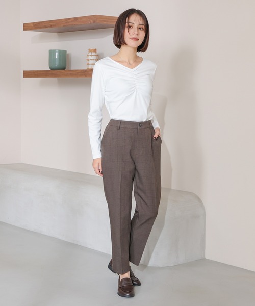 GLACIER lusso(グラシアルッソ)の「フロントギャザートップス(Tシャツ/カットソー・レディース・アイボリー/モカ/ブルーグリーン/ブラック・L/LL/M/S)」の12枚目の写真