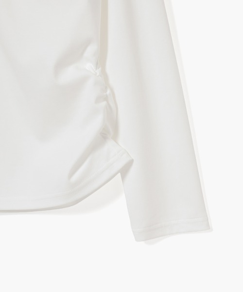 GLACIER lusso(グラシアルッソ)の「フロントギャザートップス(Tシャツ/カットソー・レディース・アイボリー/モカ/ブルーグリーン/ブラック・L/LL/M/S)」の9枚目の写真
