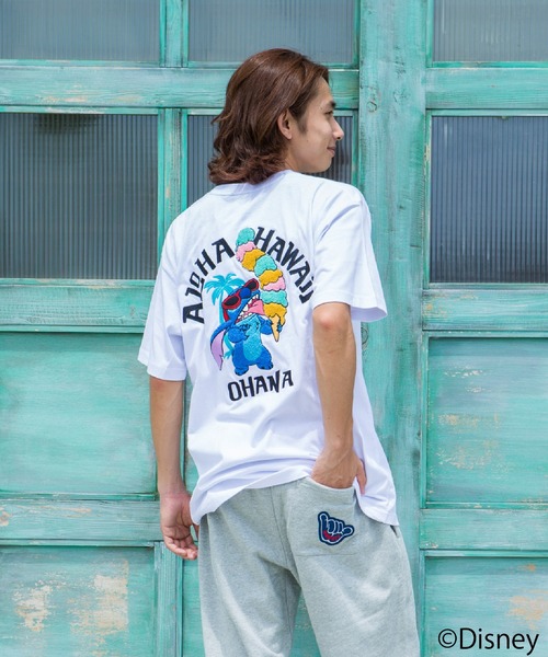 LOCALMOTION HAWAII（ローカルモーション　ハワイ）の「ハワイ＆ﾘｿﾞｰﾄｽﾃｨｯﾁｻｶﾞﾗ刺繍Tｼｬﾂ（Tシャツ/カットソー・メンズ・ネイビー/ホワイト・LARGE/X-LARGE/MEDIUM/SMALL）」の3枚目の写真