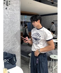 セミマッスルフィット リンガー半袖Tシャツ（ホワイト）
