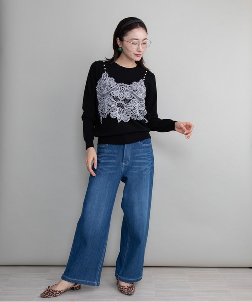 lodie(ロディ)の「フロントレースニット(ニット/セーター・レディース・ブラック/グレー・FREE)」の6枚目の写真