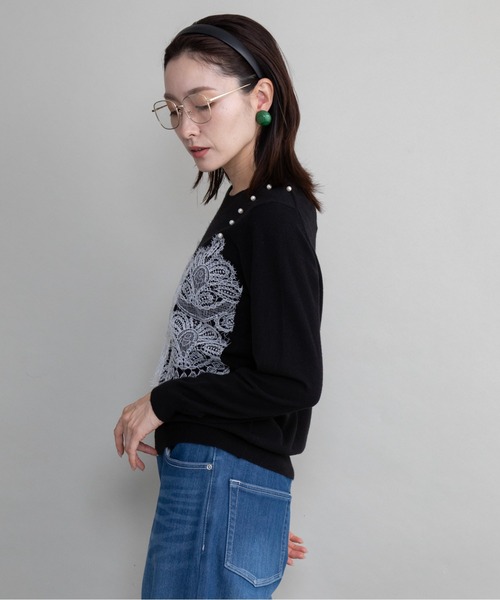 lodie(ロディ)の「フロントレースニット(ニット/セーター・レディース・ブラック/グレー・FREE)」の10枚目の写真