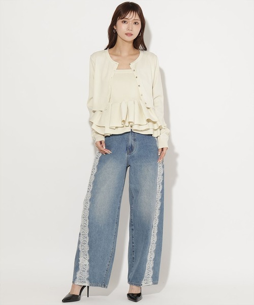 AND COUTURE(アンドクチュール)の「ペプラムニットキャミ×ニットカーディガンセット(カーディガン/ボレロ・レディース・イエロー/ブルー/チャコールグレー/ネイビー・FREE)」の11枚目の写真