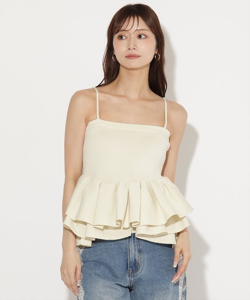 AND COUTURE(アンドクチュール)の「ペプラムニットキャミ×ニットカーディガンセット(カーディガン/ボレロ・レディース・イエロー/ブルー/チャコールグレー/ネイビー・FREE)」の15枚目の写真