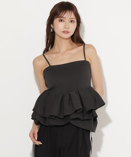 AND COUTURE(アンドクチュール)の「ペプラムニットキャミ×ニットカーディガンセット(カーディガン/ボレロ・レディース・イエロー/ブルー/チャコールグレー/ネイビー・FREE)」の9枚目の写真