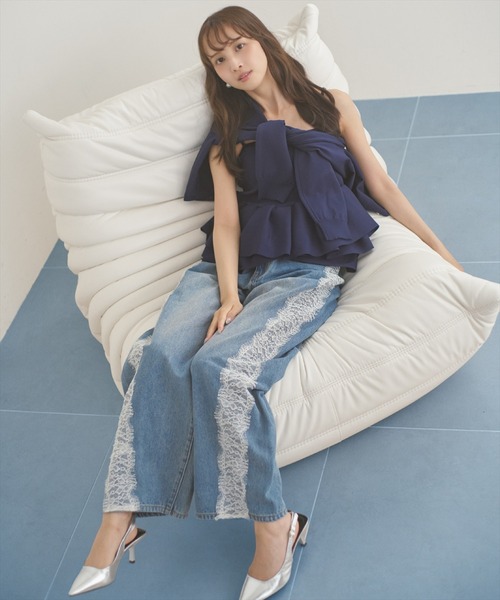 AND COUTURE(アンドクチュール)の「ペプラムニットキャミ×ニットカーディガンセット(カーディガン/ボレロ・レディース・イエロー/ブルー/チャコールグレー/ネイビー・FREE)」の21枚目の写真