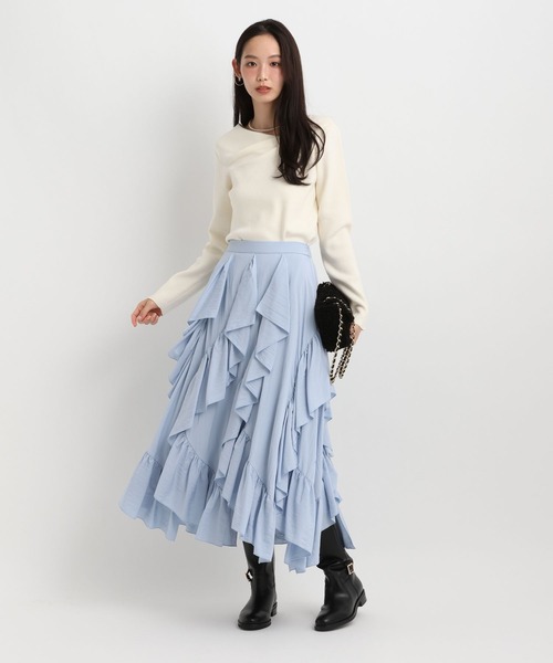 Andemiu(アンデミュウ)の「ドレープネックニット/1092205(ニット/セーター・レディース・ボルドー/チャコールグレー/オフホワイト・FREE)」の16枚目の写真