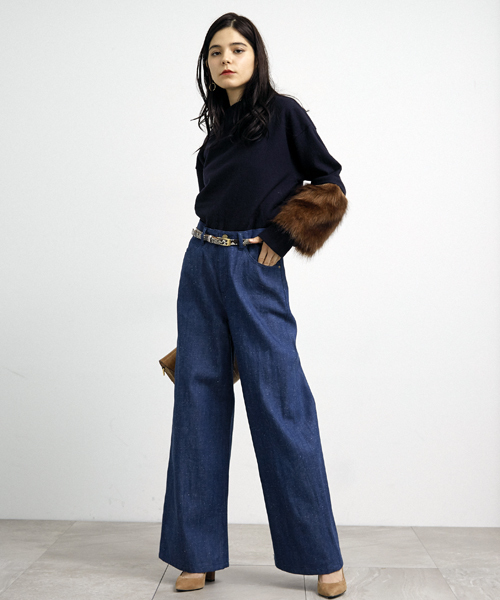 UNITED TOKYO（ユナイテッドトウキョウ）の「2WAYスリーブファープルオーバー（ニット/セーター・レディース・ネイビー/ブラウン/ホワイト・FREE）」の6枚目の写真