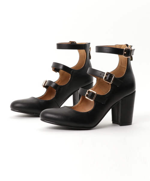 WEGO(ウィゴー)の「WEGO/3連ベルトパンプス(パンプス・レディース・その他1/ブラック/ブラック系その他/ベージュ・LARGE/MEDIUM/SMALL)」の2枚目の写真